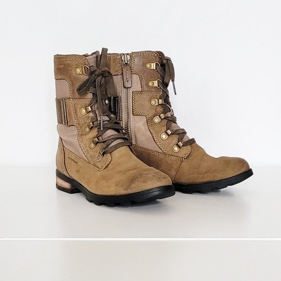 Sorel Shoes - Sorel - Emelie Conquest NL3042 245 Women's Brown/Army Green Boot - Size 6